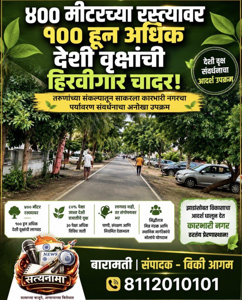 ४०० मीटरच्या रस्त्यावर १०० हून अधिक देशी वृक्षांची उभारली हिरवी भिंत; तरुणांच्या संकल्पातून साकारले बारामतीतील अनोखे पर्यावरण मॉडेल