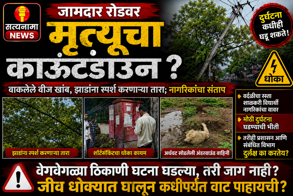 जामदार रोडवर मृत्यूचा काउंटडाउन? वाकलेले वीज खांब, झाडांना स्पर्श करणाऱ्या तारा; नागरिकांचा संताप