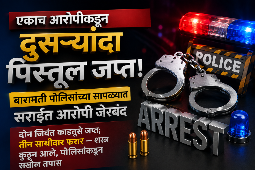 एकाच आरोपीकडून दुसऱ्यांदा पिस्तूल जप्त; बारामती पोलिसांच्या सापळ्यात सराईत आरोपी जेरबंद